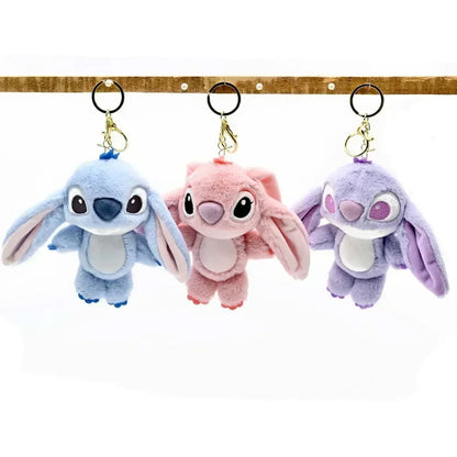 Cartoon Stitch Plush Keychain Soft Toy Cute Stuffed Animal Pendant Gift for Girls  Angel Doll Bag Charm Kids Birthday Present Beauty Fashion