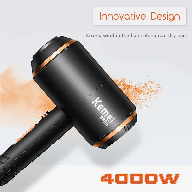Kemei Powerful Electric Hair Dryer with Overheat Protection System New Hair Drying Machine No Hair Injury Water Ions Hair Blower