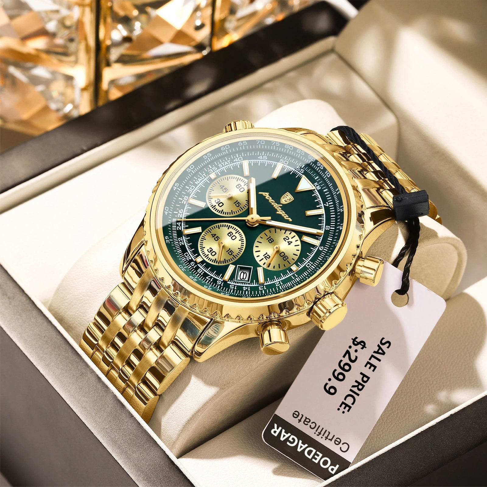POEDAGAR Luxury Watches For Men Date Chronograph Stainless Steel Man Watch Waterproof Luminous Sport Military Men's Quartz Watch Beauty World Shop