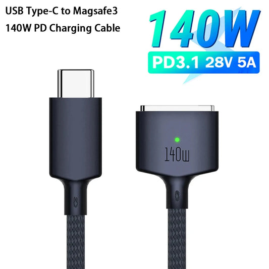 140W USB Type C to Magsafe 3 Magnetic Charger Cord Laptop Charging Cable Converter PD 2M for MacBook Air/Pro A2442 A2485 A2681 Beauty World Shop