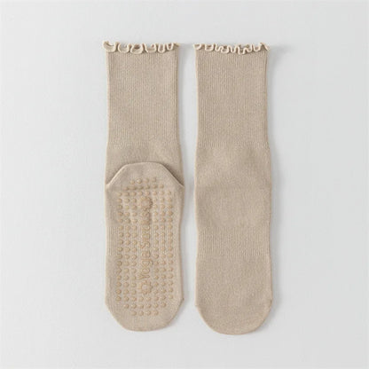 Yoga socks, boneless mid tube socks, sports anti slip thin fit, fitness Pilates combed cotton women's socks Beauty World Shop