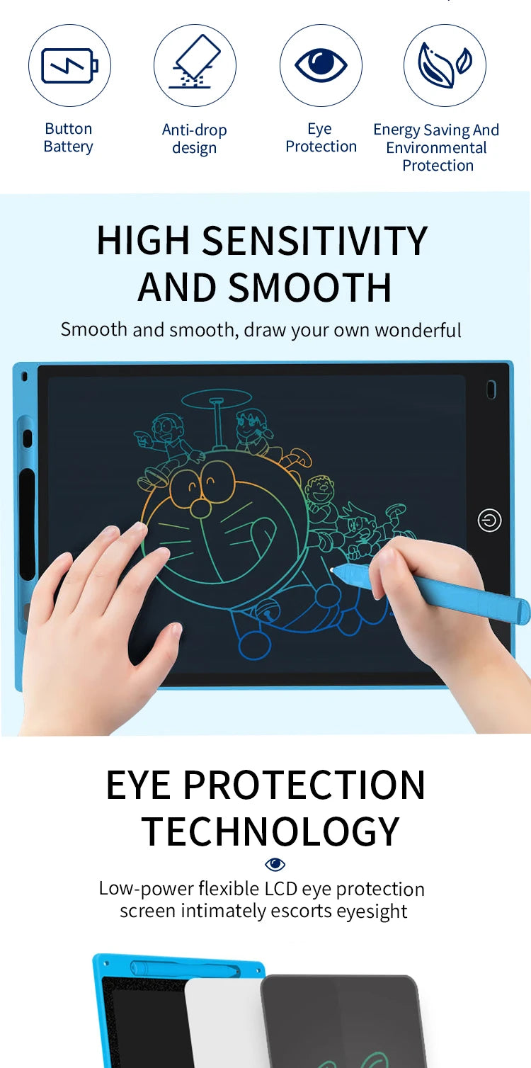 6.5/8.5/10/12 Inch LCD Drawing Tablet for Kids, Rechargeable Erasable Board with Pen, Travel Educational Toy Gift for Boys Girls Beauty Fashion
