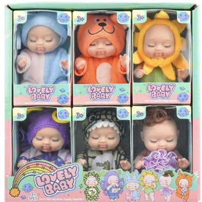 6/8Pcs Set Sleeping Mini Baby Dolls Reborn Lifelike Toys Cute Adorable Dolls With Butterfly Crocodile Sunflower Comfort Toy Gift Beauty World Shop