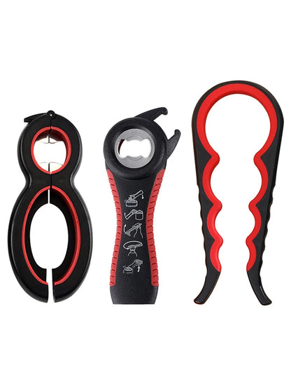 Multifunctional 6-in-1 Jar Opener And 4-in-1 Bottle Opener with Non-Slip Lids Gripper - Kitchen Tool for Easy Opening Beauty Fashion