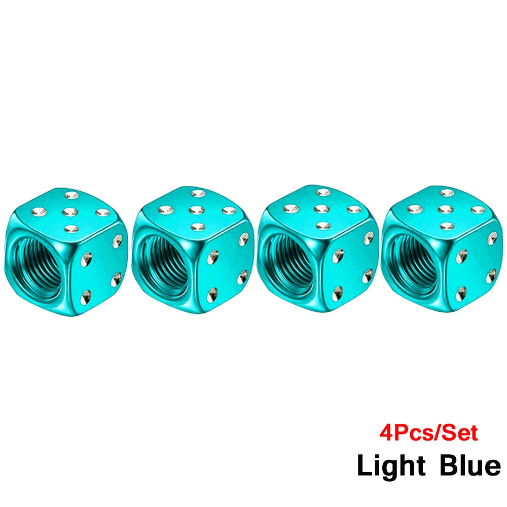 Aluminum Dice Tire Valve Caps Dustproof Car Truck Motocycle Bike Dice Wheel Stem Tyre Tire Wheel Stem Air Valve Dust Cap Cover Beauty World Shop