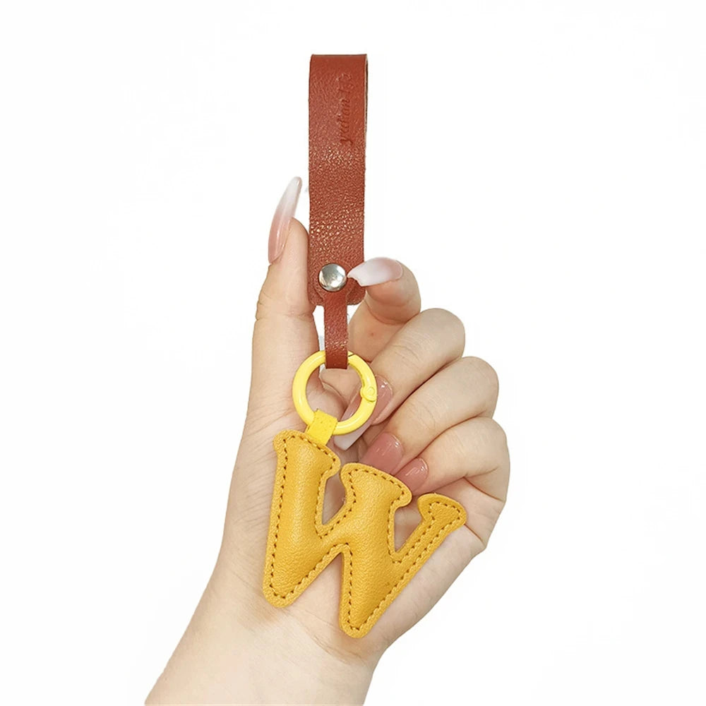 Creative PU Leather 26 Letter Keychains Fashion Alphabet Keyrings Handbag Ornaments Pendant Car Key Holder Accessories Gifts Beauty World Shop