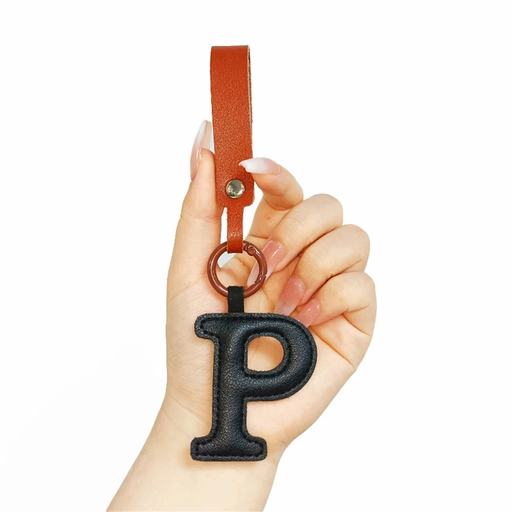 Creative PU Leather 26 Letter Keychains Fashion Alphabet Keyrings Handbag Ornaments Pendant Car Key Holder Accessories Gifts Beauty World Shop