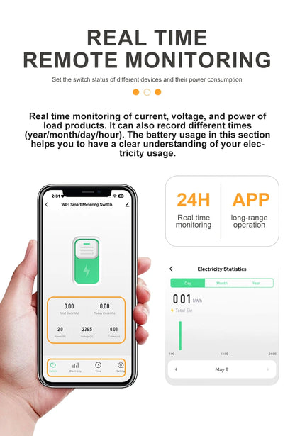 Tuya WIFI Smart Circuit Breaker 1P+N Over-Voltage/Current/Power Protector Under Voltage Protection Voice Remote Control Switch Beauty World Shop