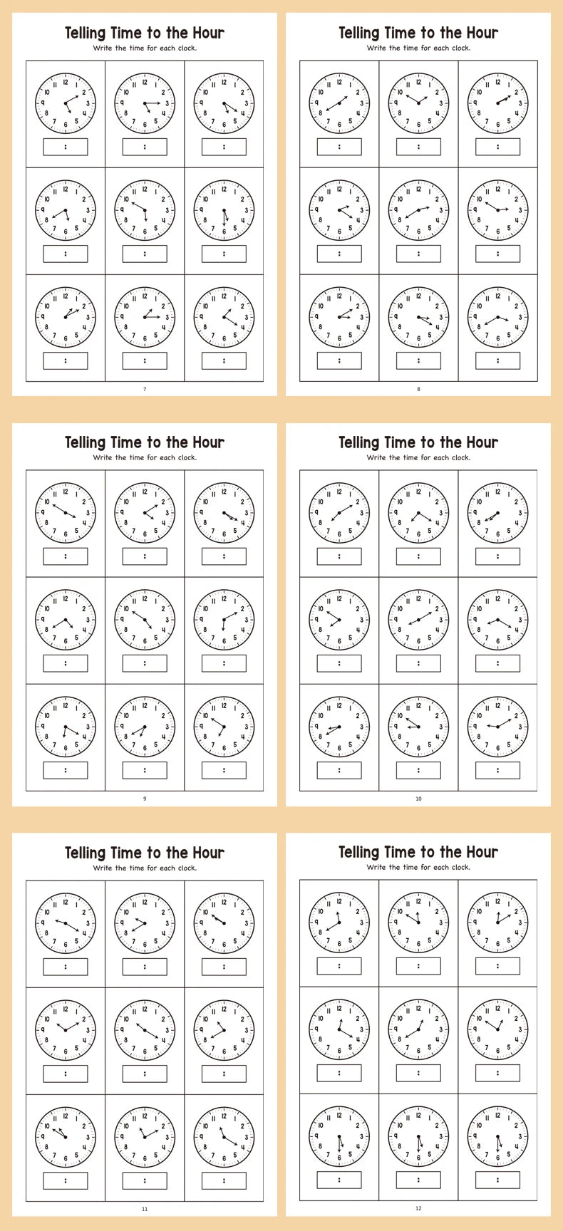 32 Page Telling Time Exercise Time Cognition Book Interactive Game Book about Time Fun Time Game Drawing Learning Book Beauty World Shop