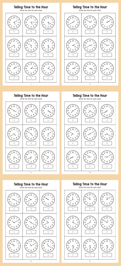 32 Page Telling Time Exercise Time Cognition Book Interactive Game Book about Time Fun Time Game Drawing Learning Book Beauty World Shop