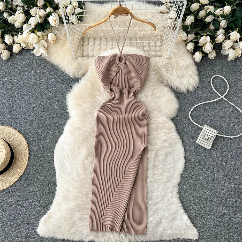 YuooMuoo Chic Fashion Sexy Package Hips Split Knitted Summer Dress 2025 Women Slim Elastic Bodycon Party Dress Streetwear Outfit Beauty World Shop
