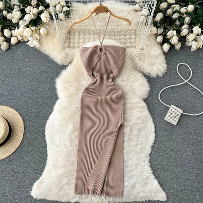 YuooMuoo Chic Fashion Sexy Package Hips Split Knitted Summer Dress 2025 Women Slim Elastic Bodycon Party Dress Streetwear Outfit Beauty World Shop