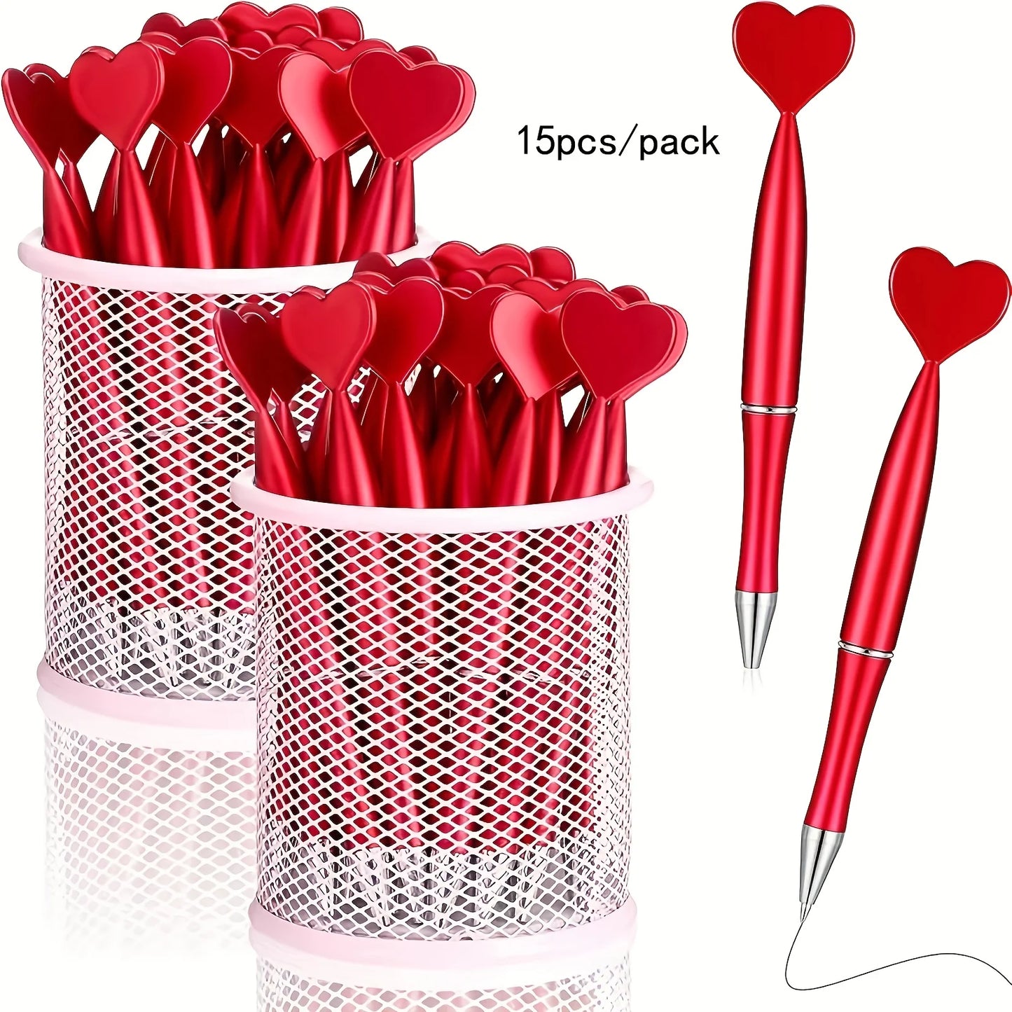 12pcs Valentine's Day Heart Shape Pens Black Gel Ink Rollerball Pens for Office School Supplies Gift Kids Ballpoint Pens Beauty World Shop