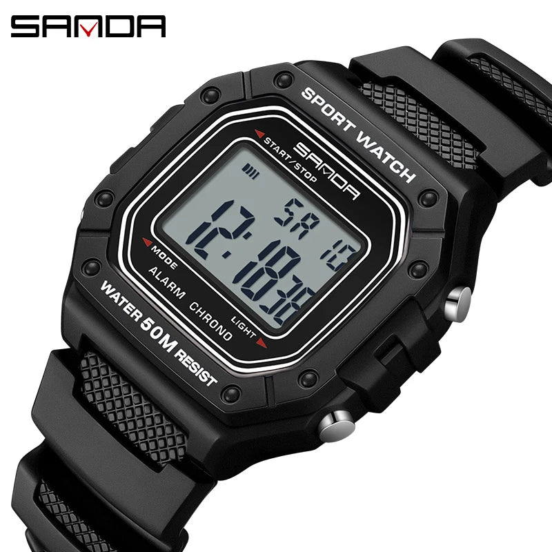 SANDA 2156 Fashion Mens Watch Military Water Resistant Sport Watches Army Big Dial Led Digital Wristwatches Stopwatches For Male Beauty World Shop