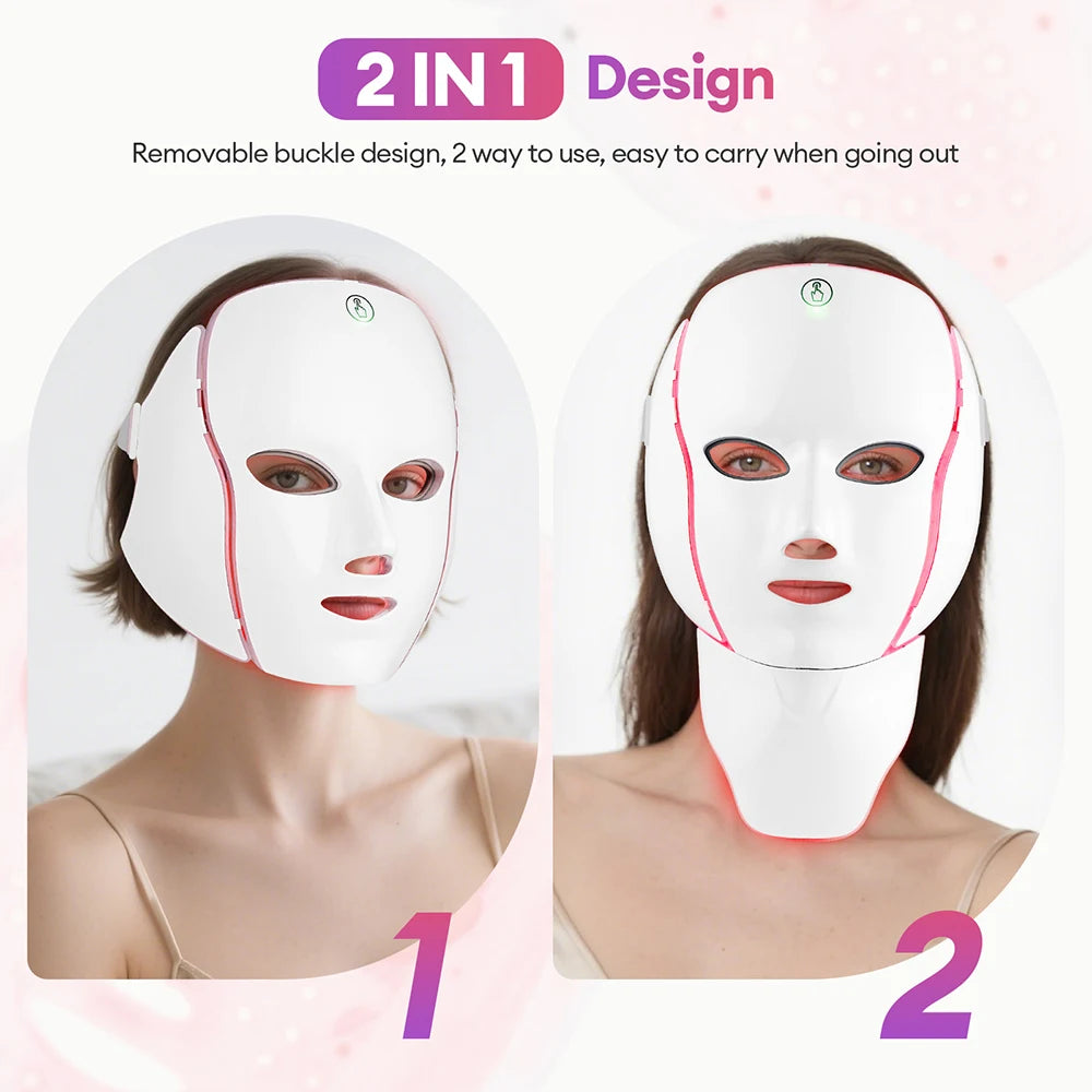 Face Neck Beauty Mask 7 Colors Light LED Mask Photon Red Light Facial Skin Care Repair Skin Anti Aging Wrinkle Skin Tightening Beauty World Shop