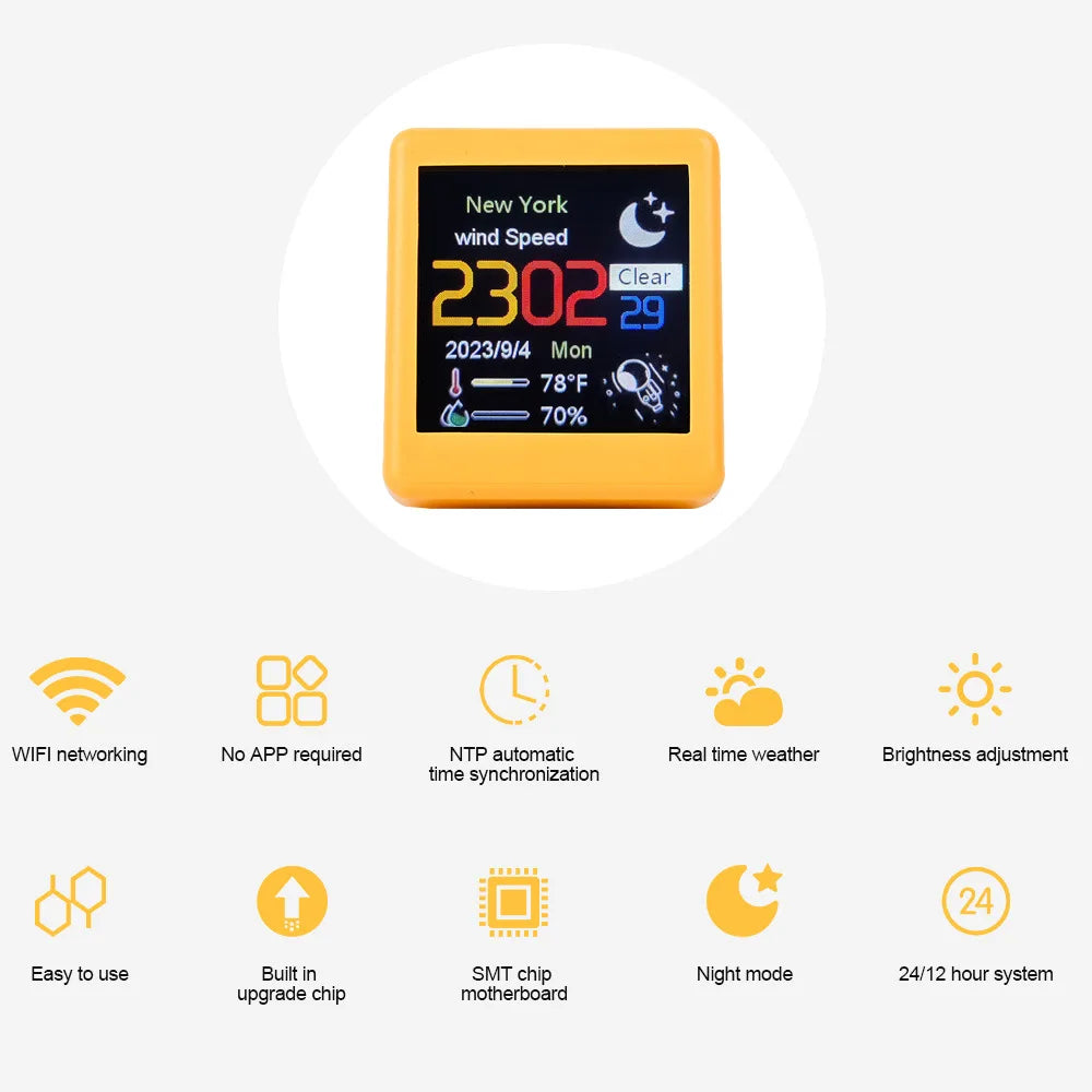 Small Portable Smart Wifi Weather Station Display Weather Temperature Humidity Time Alarm Clock Desktop Decoration Beauty World Shop