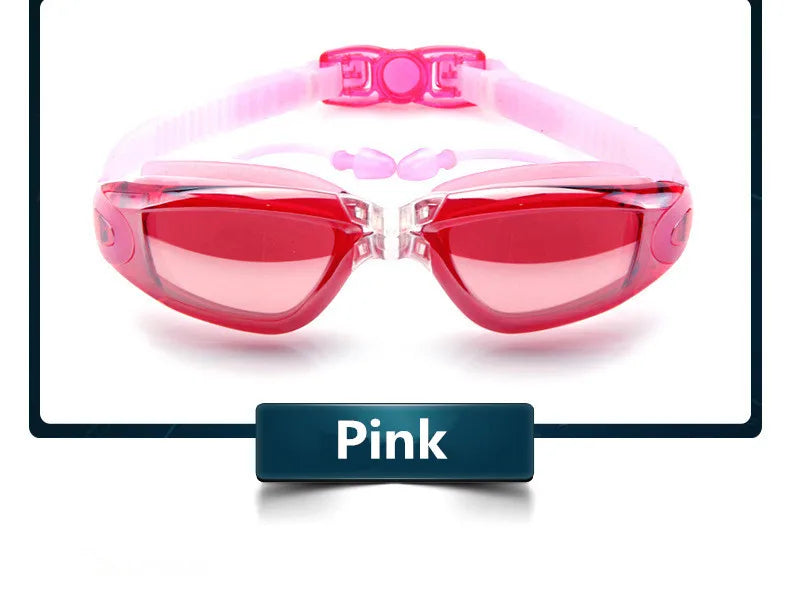 Swimming Goggles Adult Pool Glasses Anti Fog Men Women UV Protection Optical Waterproof Swim Eyewear with Earplugs Beauty World Shop