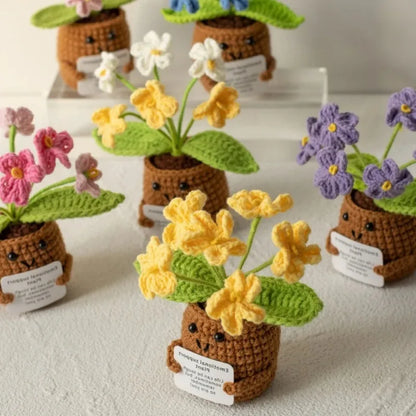 Crochet potted tabletop Words of encouragement forget-me-not crochet Pink convolia heart-warming ornament Gift Beauty World Shop