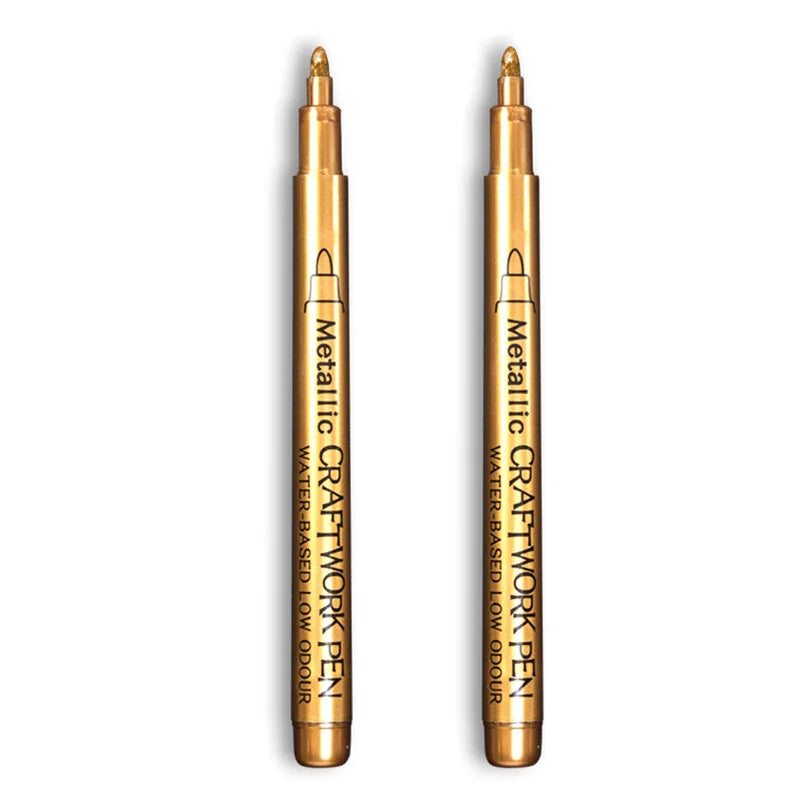 2/1Pc Brush Metallic Marker Pens Gold Silver Color Permanent Art Marker For Manga Crafts Scrapbooking School Stationery Supplies Beauty World Shop