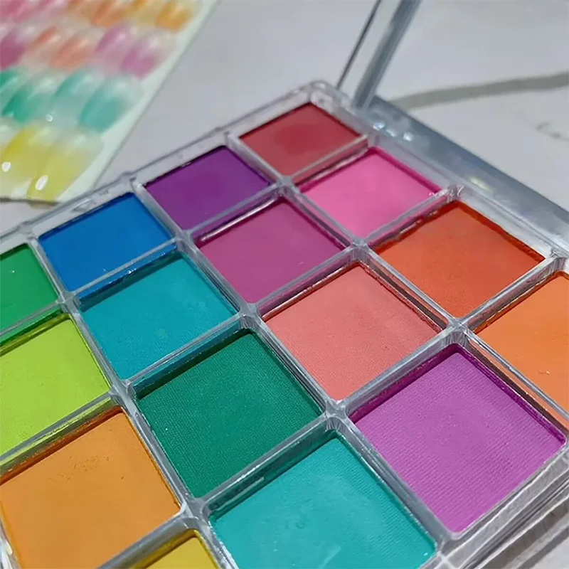 16 Grid Rainbow Solid Gradient Disc, Long-Lasting High Saturation, Gradient Blending Powder, Gradient Effect, Creative Nails Beauty World Shop