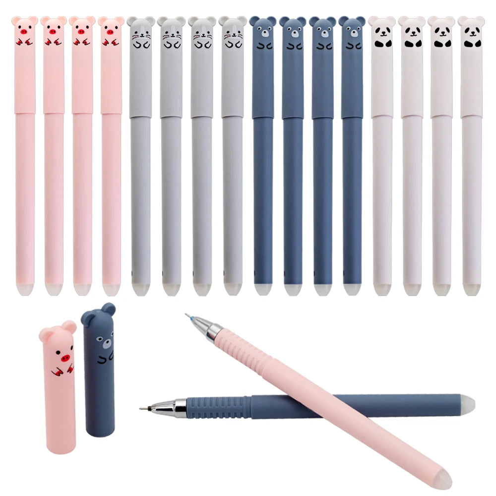 12pcs Animals Panda Erasable Gel Pen 0.5mm Blue Black Erasable Pen Refills Rods Washable Handle School Supplies Stationery Beauty World Shop