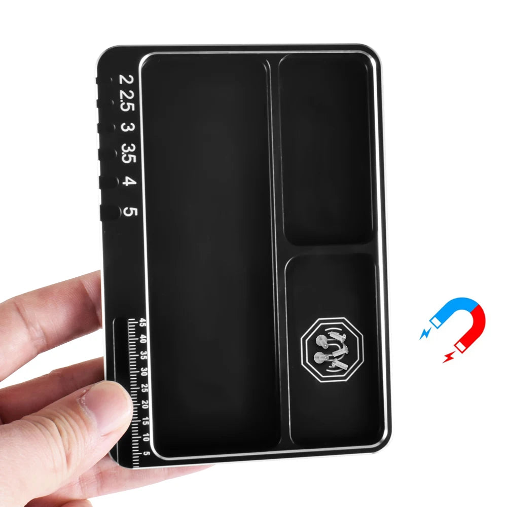 9IMOD RC Screw Tray with Magnetic Pad Aluminium Alloy Magnet Screws Disk Storage Plate for RC Airplane Car Boat Repair Tool Beauty Fashion