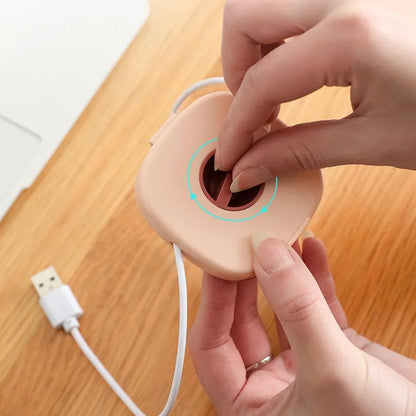 Portable Round USB Cable Winder Small Cable Organizer Rotating Data Cable Organizer Mobile Phone Mobile Charging Cable Winder Beauty Trend Shop