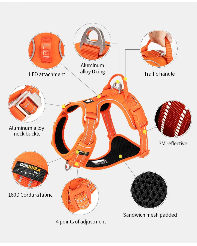 TRUE LOVE Pet Harness No Pull Nylon Reflective Dog Harness Adjustable Comfortable Control Step-in Brilliant Truelove TLH5654 Beauty World Shop