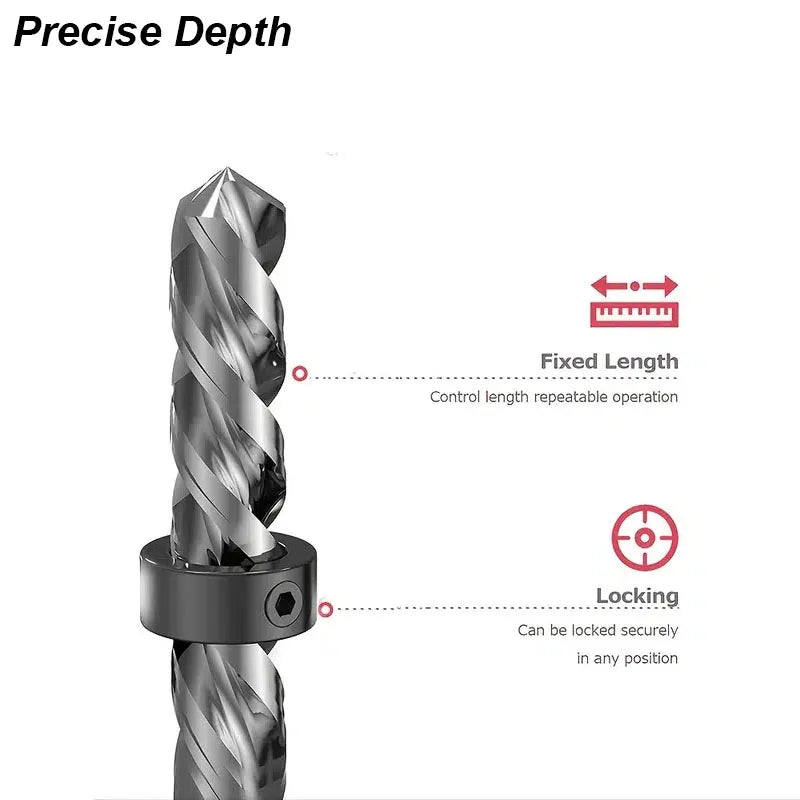 Drill Stoper Collar Set Stop Bit Ring Shaft Limit Metric Lock Steel Press Depth Ajustable Positioner Hole Guide Woodwork Tool Beauty World Shop