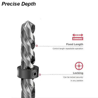 Drill Stoper Collar Set Stop Bit Ring Shaft Limit Metric Lock Steel Press Depth Ajustable Positioner Hole Guide Woodwork Tool Beauty World Shop