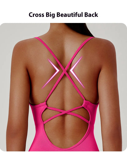 Women's Sexy Slim-Fit Yoga Shorts Jumpsuit Seamless Back Workout Bodysuit Breathable Quick-Dry Gym Running Pilates Fitness yoga Beauty World Shop
