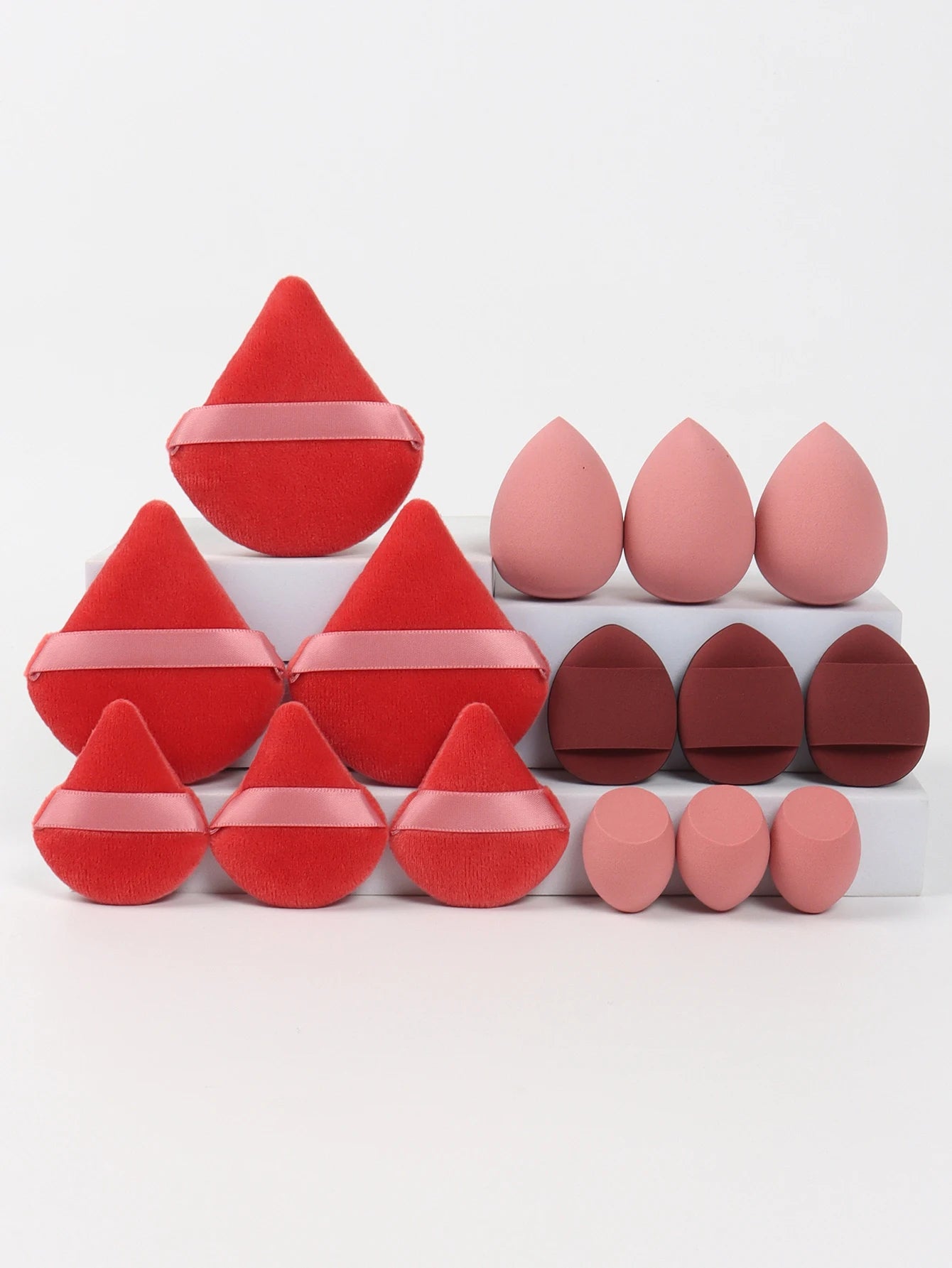 Multi Effect 15 Piece Set 3 Loose Powder Puffs&3 Mini Loose Powder Puffs&3 Medium-Sized Eggs&3 Mini Eggs&3 Air Cushions. Founda Beauty World Shop