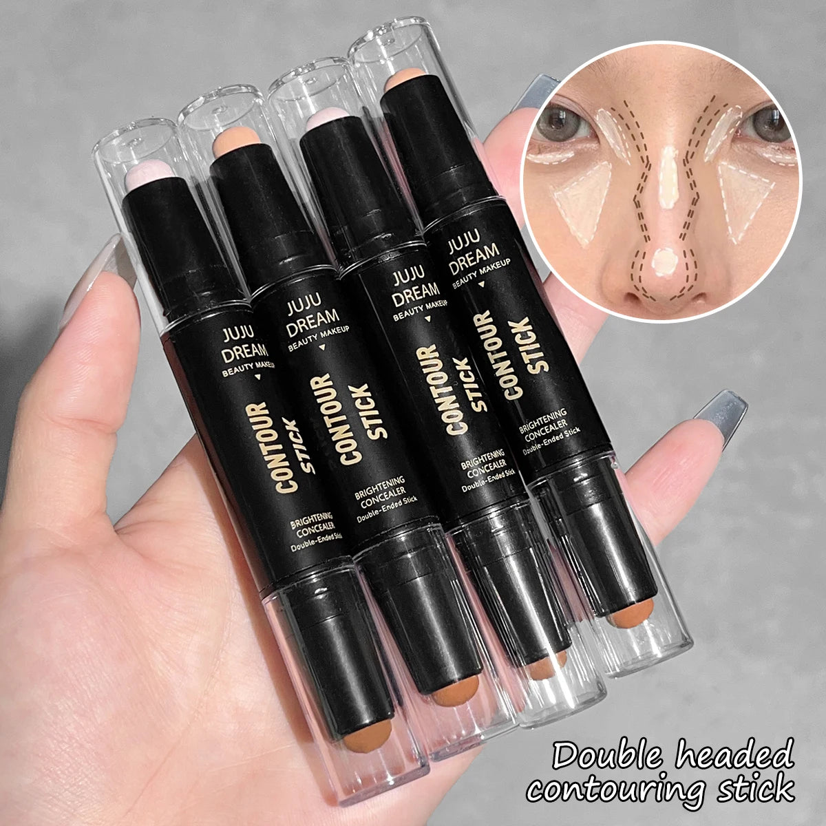 Dual-ended contour stick, facial foundation, concealer, long-lasting dark circles, correcting contour concealer, makeup Beauty World Shop