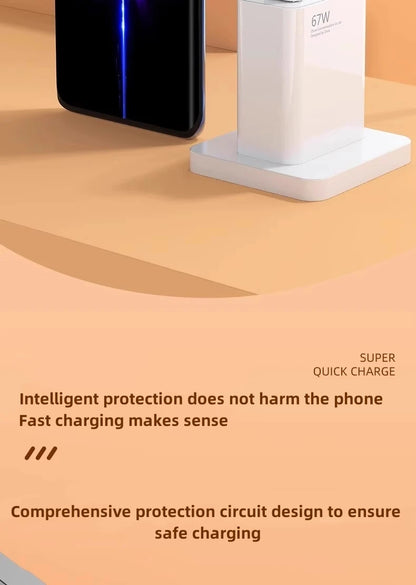 67W USB Fast Charger for xiaomi 14 13 12 11 10 Ultra Note 12T 13 Pro Turbo Quick Charge Type C USB Charging Cable Beauty World Shop