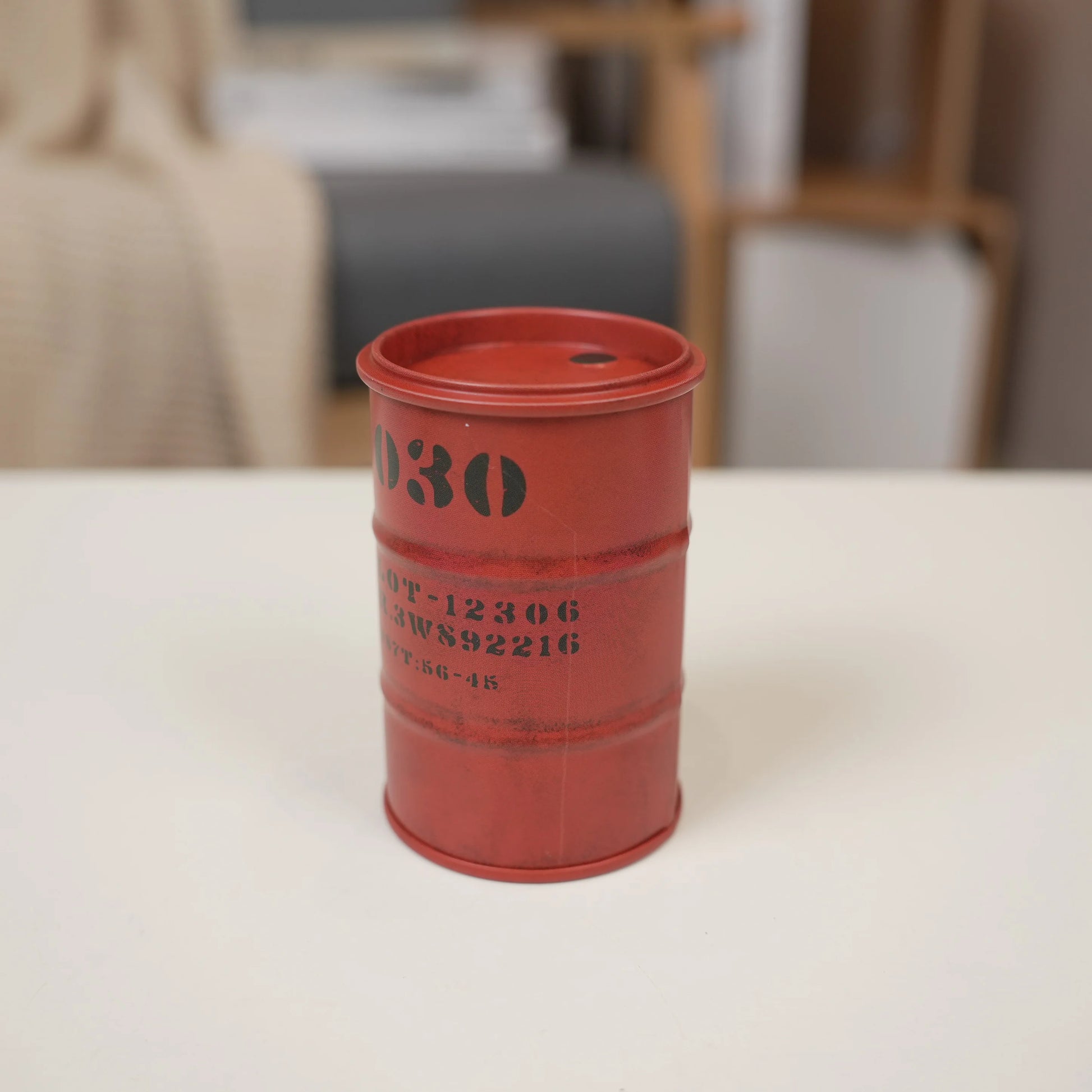 Chemistry Oil Drum Model Iron Mini Oil Drum Model War Games Scene Model Storage Box Desktop Decoration Car Model for Boys Gifts Beauty World Shop
