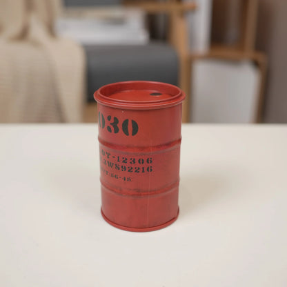 Chemistry Oil Drum Model Iron Mini Oil Drum Model War Games Scene Model Storage Box Desktop Decoration Car Model for Boys Gifts Beauty World Shop