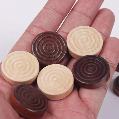 30Pcs/set Wooden Round Checkers Pieces For Backgammon Chess Game Accessories Beauty World Shop
