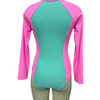 New Patchwork One-Piece Swimsuit Long Sleeve Swimwear Sports Backless Women's Swimming Bathing Suit Beach Wear Bather Surfing Beauty World Shop