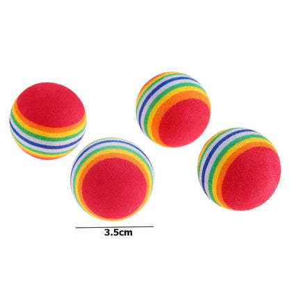 10PCS/5PCS Rainbow Cat Toys Ball Interactive Cat Dog Play Chewing Rattle Scratch Ball Training Cat Rainbow Ball Toy Pet Supplies Beauty World Shop