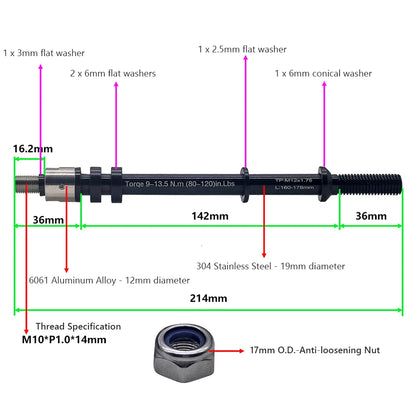 Bicycle Trailer Thru Axle 160-178mm Cargo Trailer Kid Trailer Thru Axle Bike Trailer Hitch Axle Bike Accessories Beauty World Shop