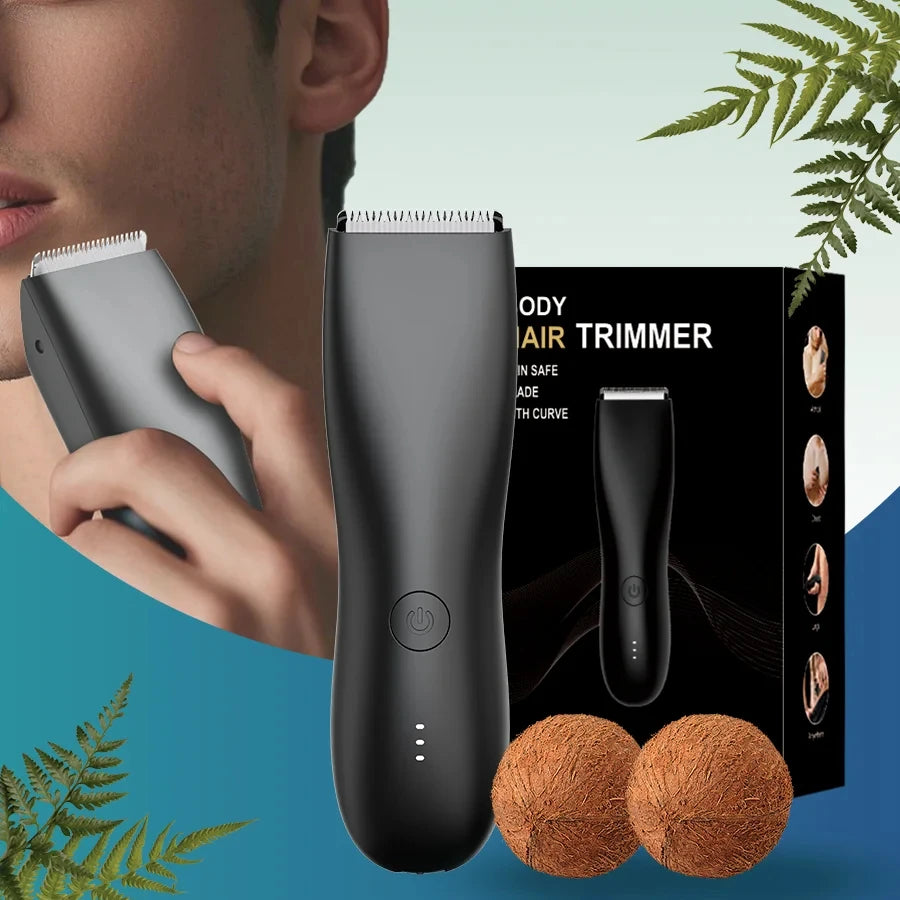 [IPX6] Men's Groin/Body Trimmer w/ SkinSafe - Foil Blades & Precision, Rechargeable Ball Shaver for Sensitive Skin Beauty World Shop