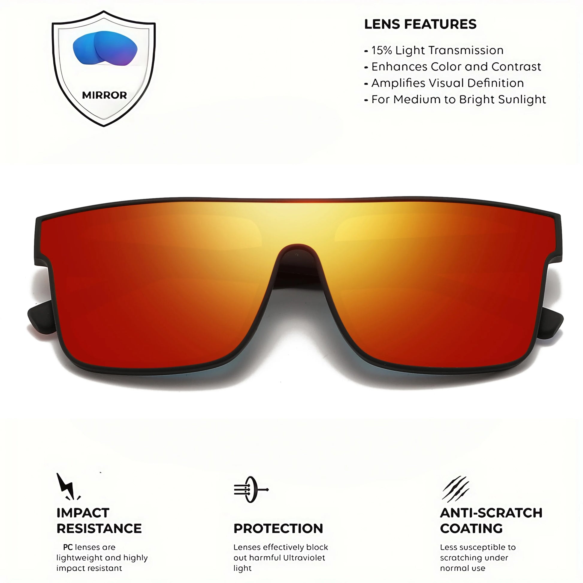 Classic Square Fashion Sports Sunglasses - Patterned Temples, Unisex for Cycling, Hiking, Travel - Perfect Gift Beauty World Shop