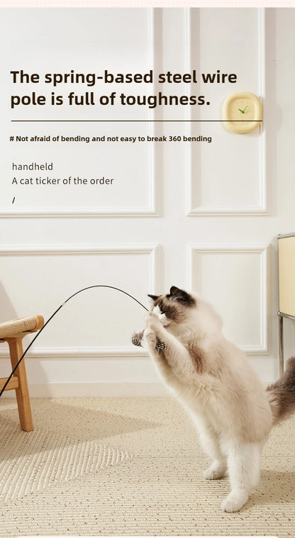 Extended telescopic cat stick Cat Toys 1.8m Scratch Resistant Pet Accessories Telescopic Fishing Rod with Feather for Active Cat