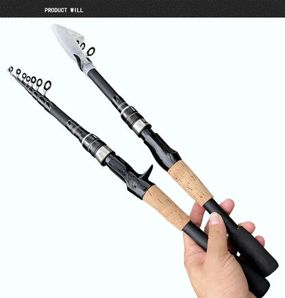 Telescopic Lure Rod 1.5M 1.8M 2.1M 2.4M Carbon Spinning Rod Baitcasting Fishing Pole 8g-25g Wooden Handle Casting Fishing Tackle Beauty Trend Shop