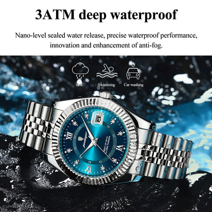 POEDAGAR Original Men Wristwatch Waterproof Luminous Date Business Man Clock Stainless Steel Quartz Military Men's Watches Reloj Beauty World Shop
