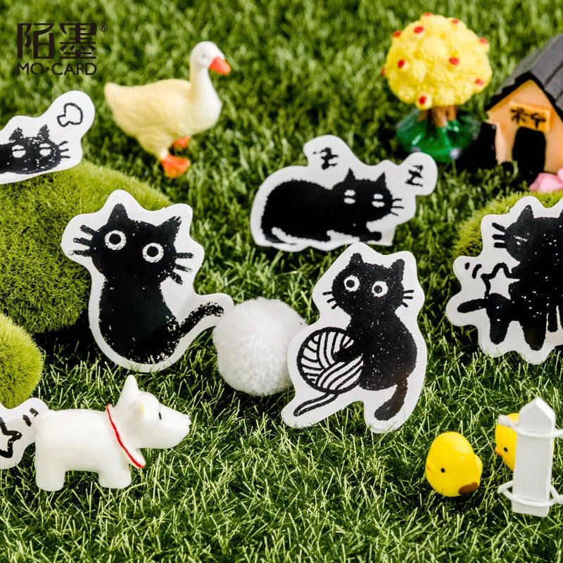 45Stickers / Box Kitten Notebook Boxed Stickers Cartoon Cute Decorative Photo Album Diy Stickers Growth Manual Beauty World Shop