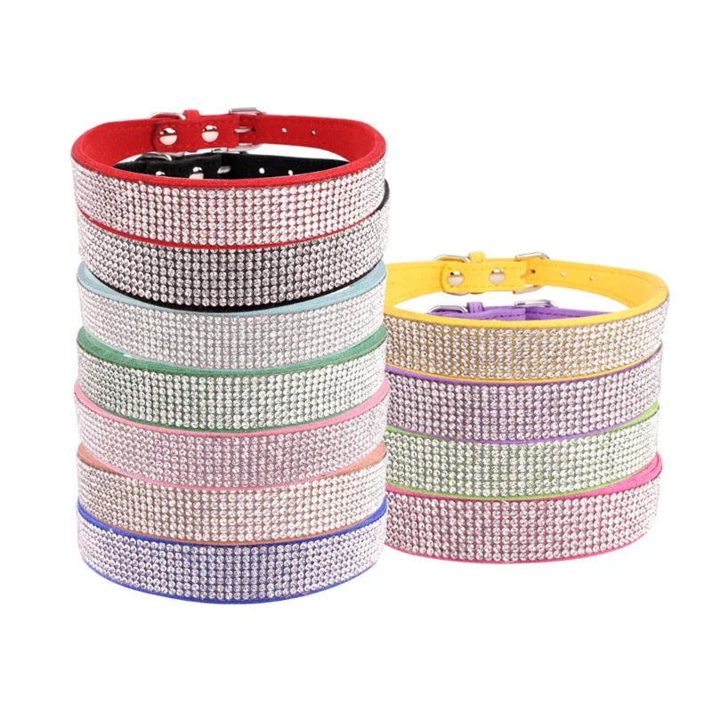 Dog Collar Crystal Glitter Rhinestone Pet Collars Zinc Alloy Buckle Collar For Small Medium Dogs Cats Chihuahua Pug Dog Collar Beauty World Shop
