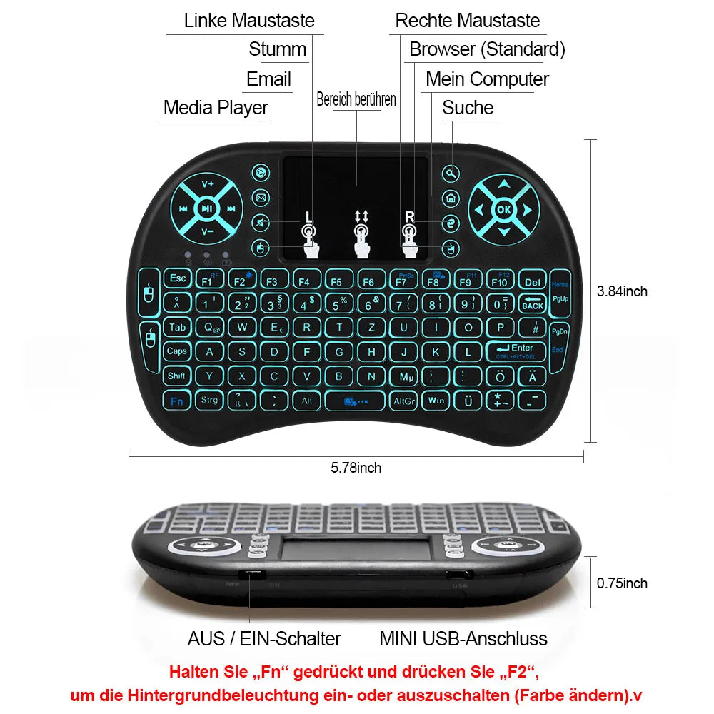 2.4G Air Mouse with Touchpad Keyboard i8 Arabic French Spanish Russian Backlit Mini Wireless Keyboard for PC Android TV Box Beauty World Shop