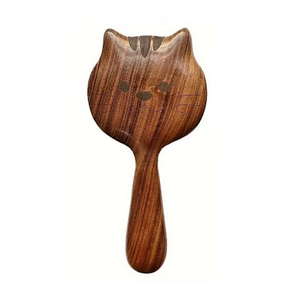 Charming Kitten Shape Solid Wood Massage Comb - Women's Air Cushion Scalp & Meridian Relief Beauty World Shop