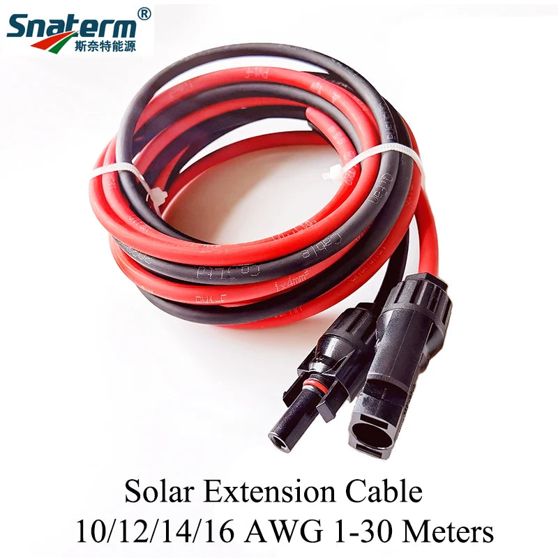 1 Pair Solar Panel Extension Cable Copper Wire Black and Red with solar Connector Solar PV Cable 6/4/2.5 mm2 10/12/14 AWG Beauty World Shop